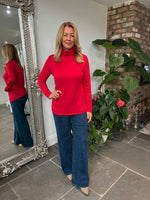 Red Roll Neck Top Julia